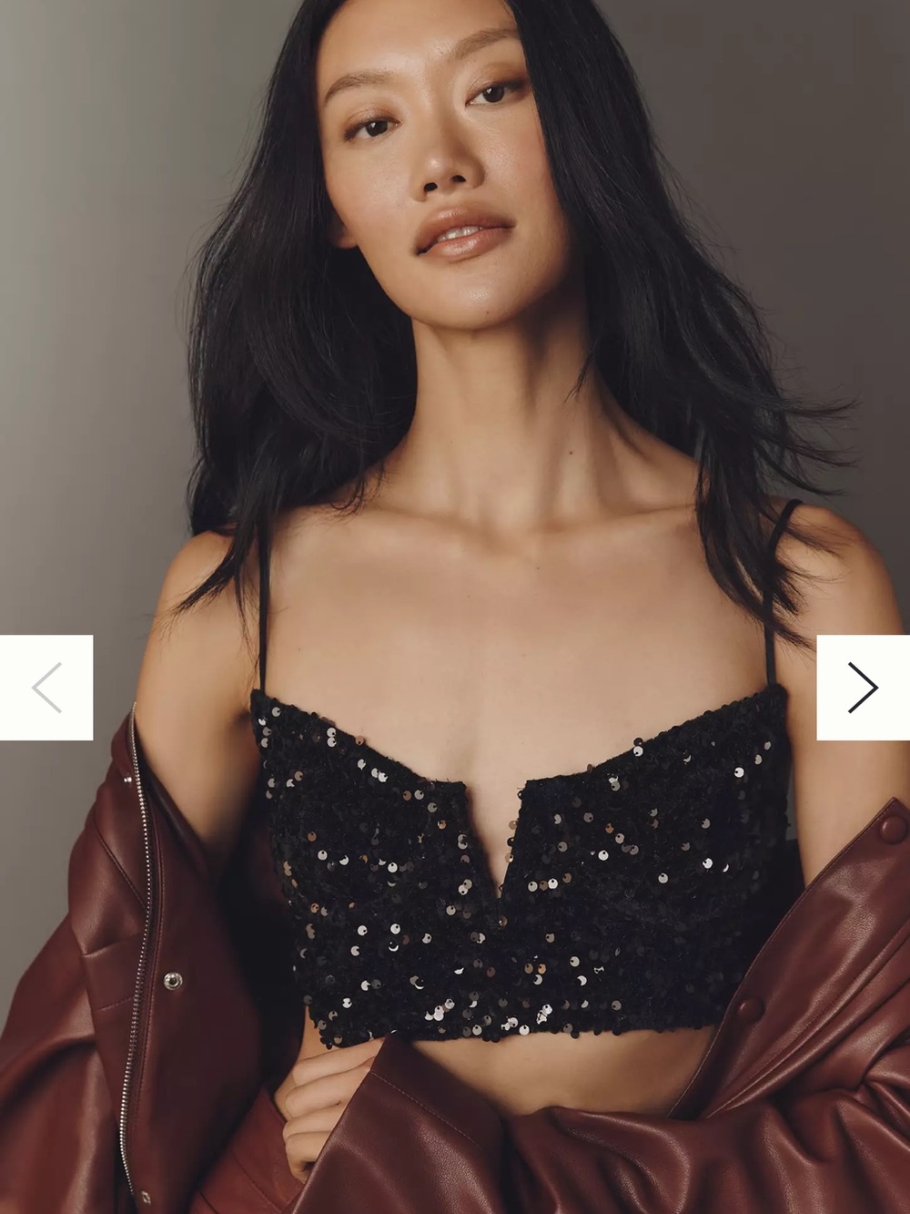 Anthropologie Sequin Black Bralette  with Spaghetti Straps